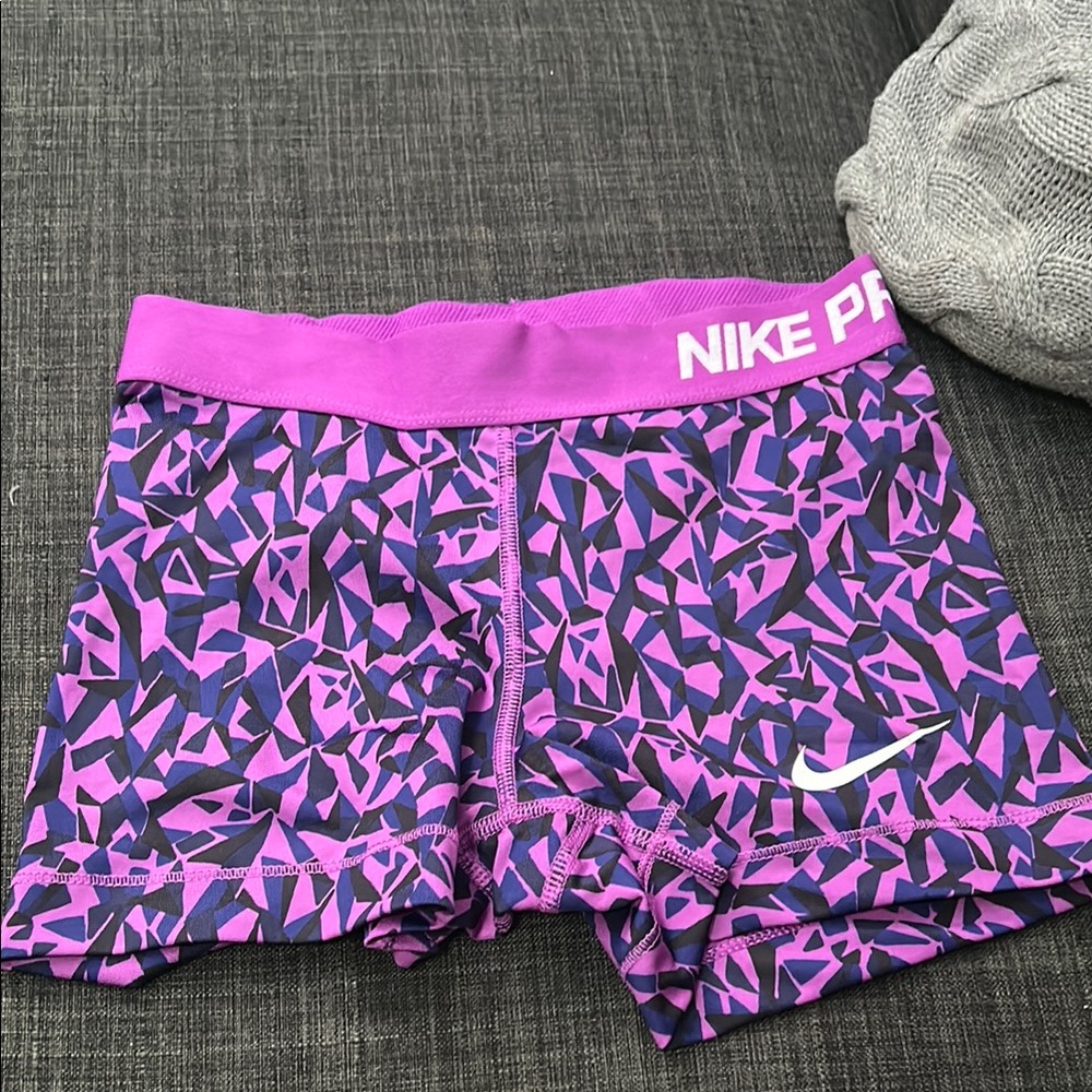 Nike Purple and Pink Athletic Shorts with Geometric Pattern
